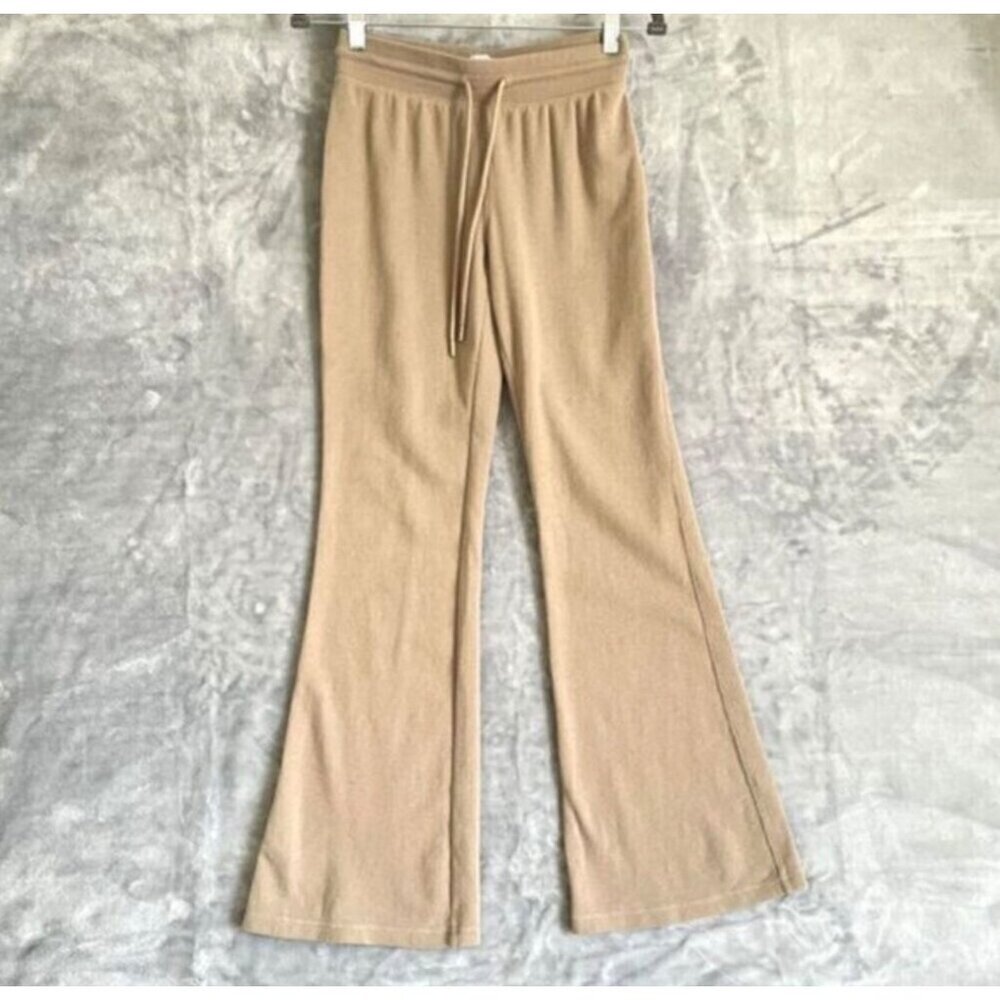 Aritzia Sunday Best Tan Waffle Flare Pant, new without tags